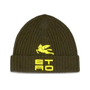 Etro Green and Yellow Men's Pegasus Beanie Hat